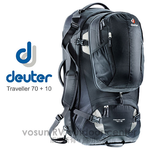 【德國 Deuter】Traveller 70+10L 自助旅行背包_3510115 黑/灰✿30E010